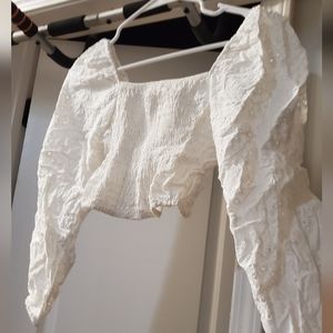 White boho crop top